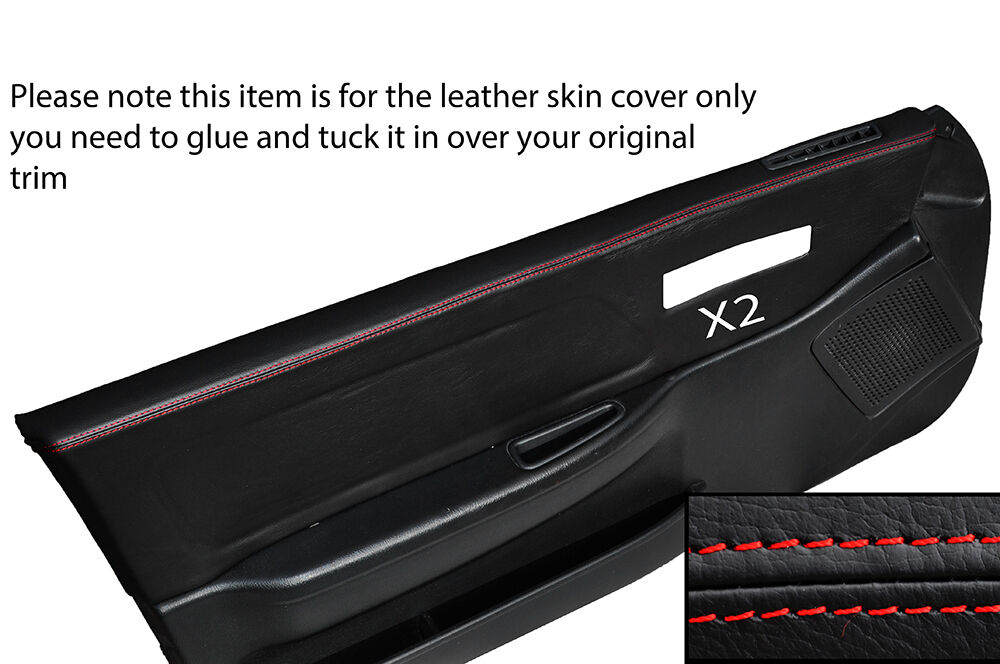 RED STITCHING 2X DOOR CARD TRIM LEATHER SKIN COVERS FITS HONDA CRX 1988-1991