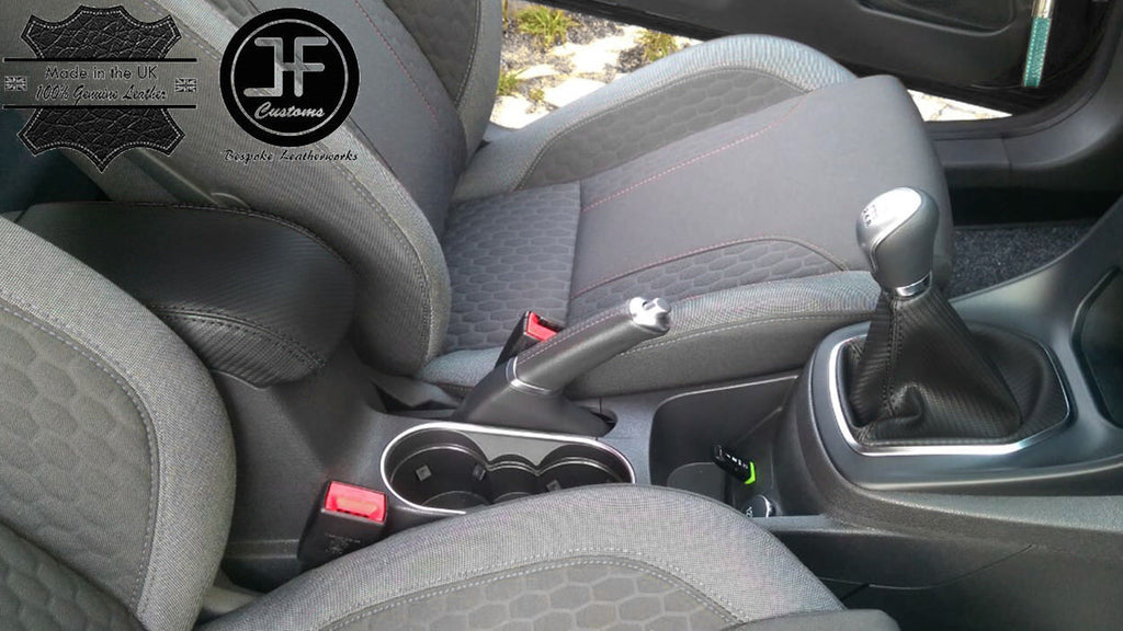 BLACK STITCH CARBON FIBER GAITER + ARMREST COVER FITS FORD FOCUS MK3 2012-2017