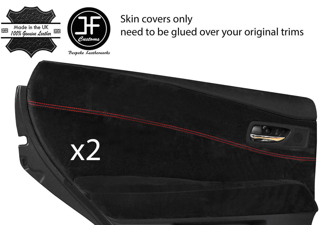 RED STITCH 2X REAR DOOR CARD TRIM SUEDE COVERS FOR LEXUS RX450h RX350 10-15