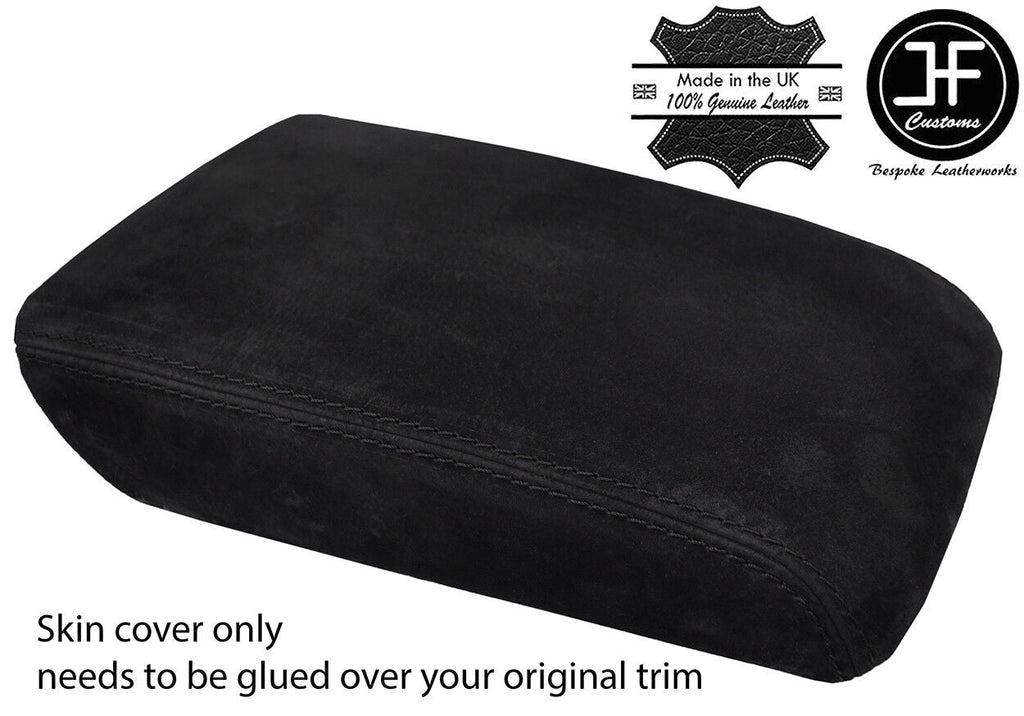BLACK STITCHING REAL SUEDE ARMREST LID COVER FITS VW PASSAT B8 2015-2018