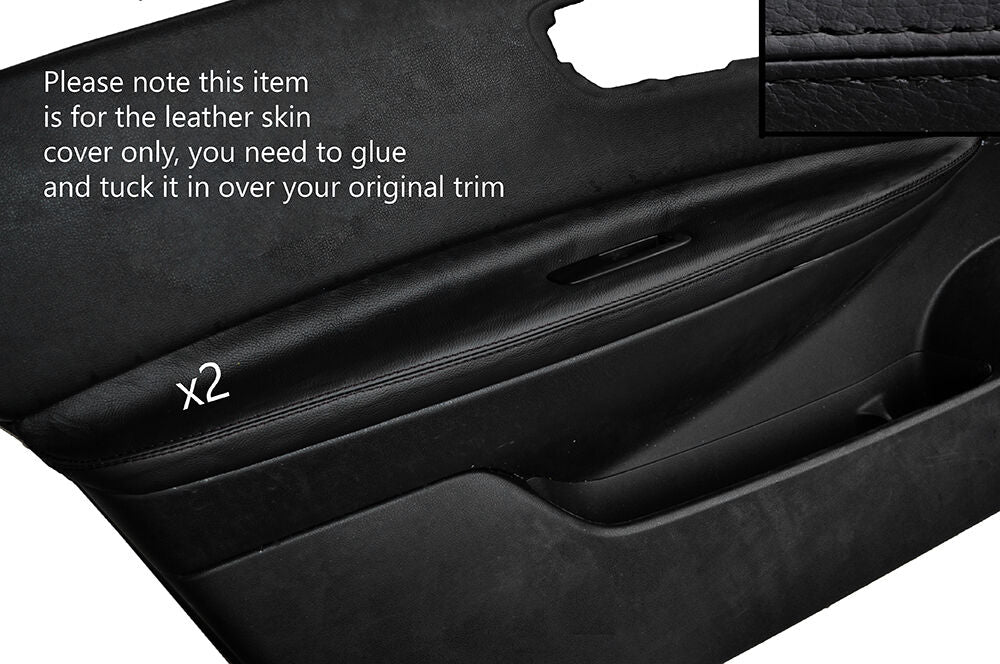 BLACK STITCH 2X FRONT DOOR ARMREST SKIN COVERS FITS NISSAN QASHQAI 2007-2013