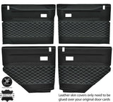 WHITE DIAMOND STITCH 4X DOOR CARD LEATHER COVERS FOR LAND ROVER DEFENDER 90 110