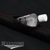 DARK RED STITCH PERFORATED LEATHER 2X CAR KEY HOLDER FOR MAZDA 2 15-21