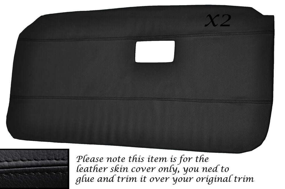 BLACK STITCH 2X DOOR CARDS LEATHER SKIN COVERS FITS MG MGB 1971-1976 CUSTOM NEW