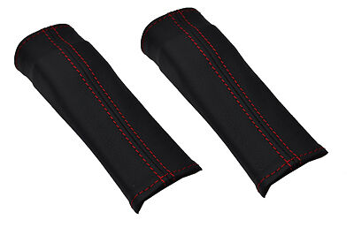 RED STITCH FITS JAGUAR S TYPE 99-07 2X FRONT SEAT BELT STALK LEATHER COVERS