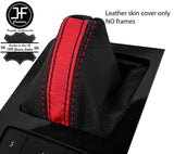 BLACK & RED STRIPE REAL LEATHER AUTOMATIC GEAR GAITER FOR PEUGEOT 508 11-17