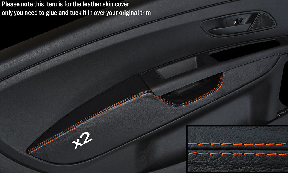 ORANGE STITCH 2X FRONT DOOR CARD ARMREST COVER FITS FIAT GRANDE PUNTO 05-11 3DR