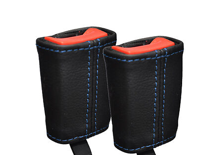 BLUE STITCH FITS INFINITI G37 2X FRONT SEAT BELT STALK LEATHER COVERS ONLY