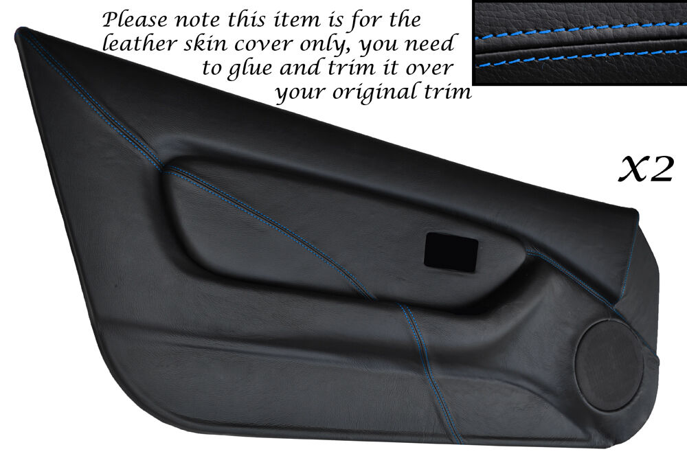 BLUE STITCH 2X FULL DOOR CARD TRIM LEATHER SKIN COVERS FITS MG MGF MK1 95-99