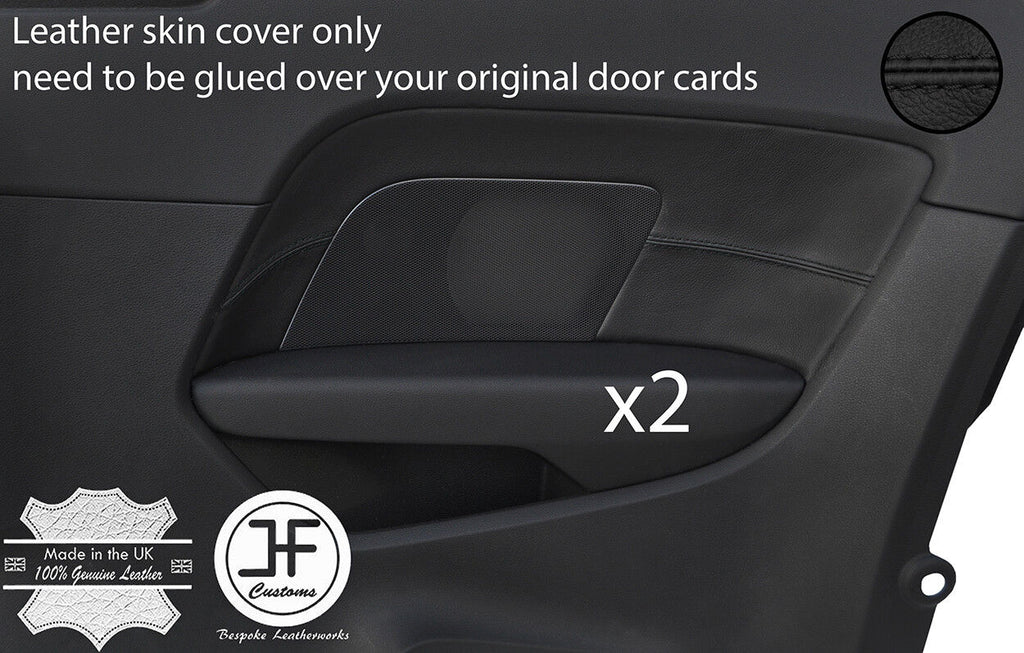BLACK STITCH 2X REAR DOOR CARD TRIM LEATHER COVER FOR AUDI A3 8V 2013-18 3 DOOR