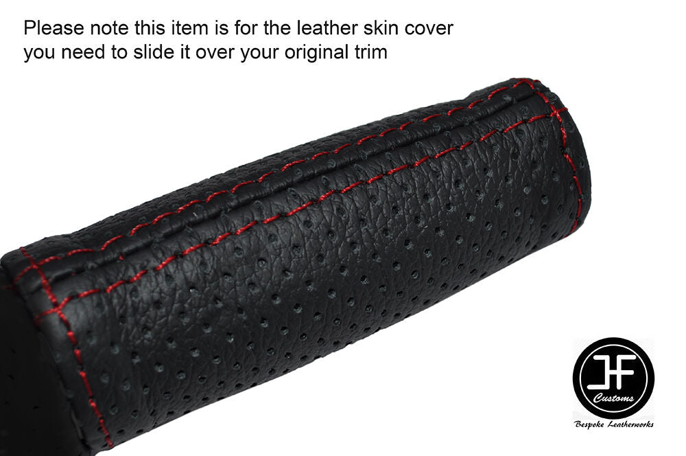 RED STITCH HANDBRAKE HANDLE PERFORATED SKIN COVER FITS TESLA ROADSTER 08-13