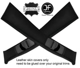 BLACK STITCH 2X B PILLAR REAL LEATHER COVERS FOR MERCEDES E CLASS W210 95-02