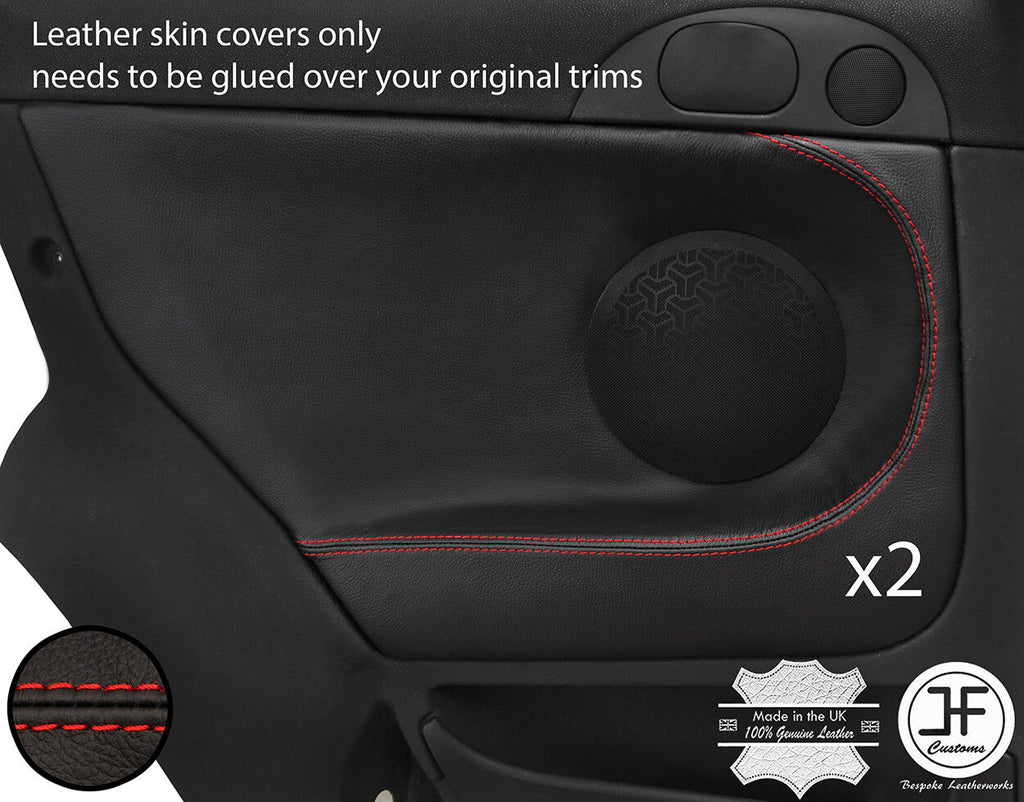 RED STITCH 2X REAR DOOR CARD TRIM LEATHER COVERS FITS ALFA ROMEO 147 3 DOOR