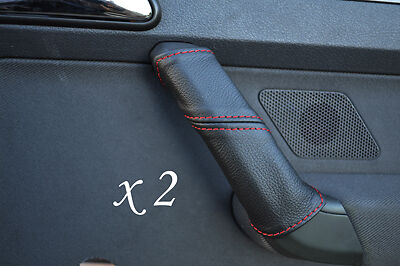 RED STITCHING FITS VW TOURAN 03-09  2X REAR DOOR HANDLE LEATHER COVERS
