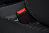 RED STITCH 2X FRONT SEAT BELT STALK SKIN COVERS FITS PEUGEOT 308 2013-2015
