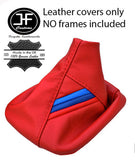 RED LEATHER TRI STRIPE FITS BMW E36 E46 91-2005 3 SERIES GEAR GAITER SHIFT BOOT