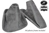 GREY STITCH MANUAL GRAPHITE SUEDE GEAR HANDBRAKE GAITER FOR BMW E34 1988-1995