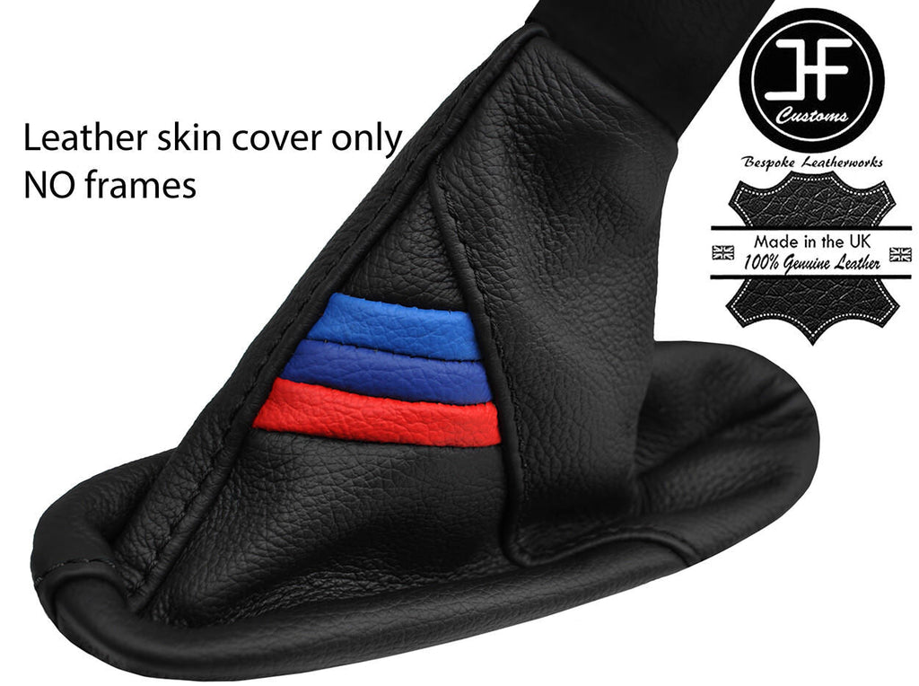 BLACK STITCH TRI STRIPE TOP GRAIN LEATHER HANDBRAKE GAITER FOR BMW E63 E64 04-11