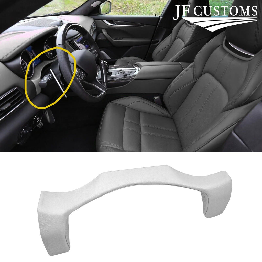 FOR MASERATI LEVANTE WHITE LEATHER COVERED UPPER STEERING COLUMN TRIM + FRAME
