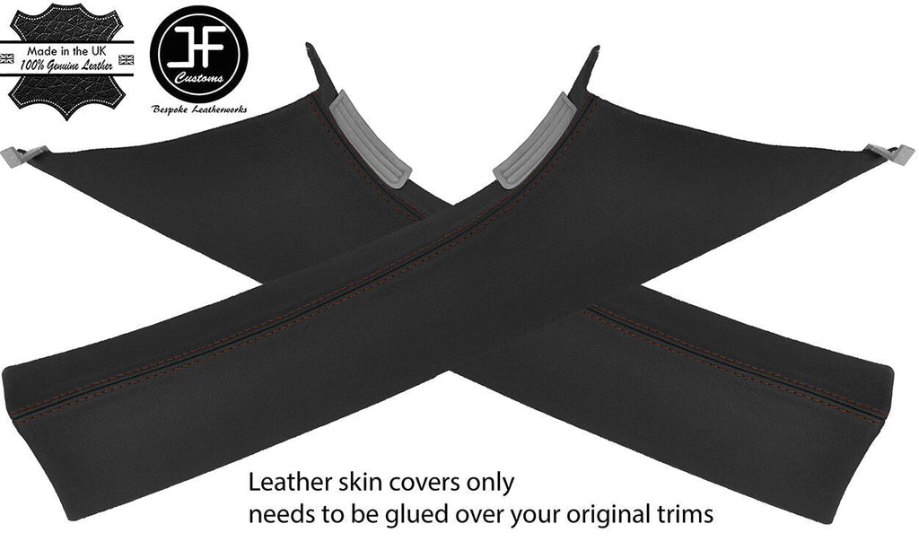 BROWN STITCH 2X A PILLAR LEATHER COVERS FOR VW T5 TRANSPORTER CARAVELLE STYLE 2