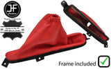 RED LEATHER HANDBRAKE GAITER WITH PLASTIC FRAME FOR KIA SORENTO MK1 2002-2009
