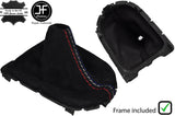 BLACK STITCH SUEDE MANUAL GEAR GAITER PLASTIC FRAME FOR FORD MUSTANG 15-19 TRI