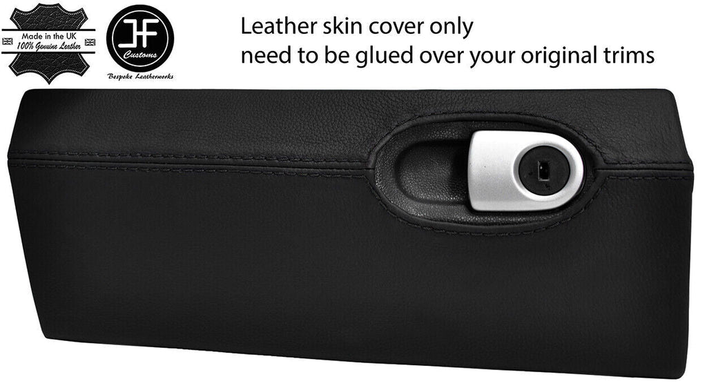 BLACK STITCHING GLOVE BOX REAL LEATHER COVER FITS SMART FORTWO 451 2007-2014