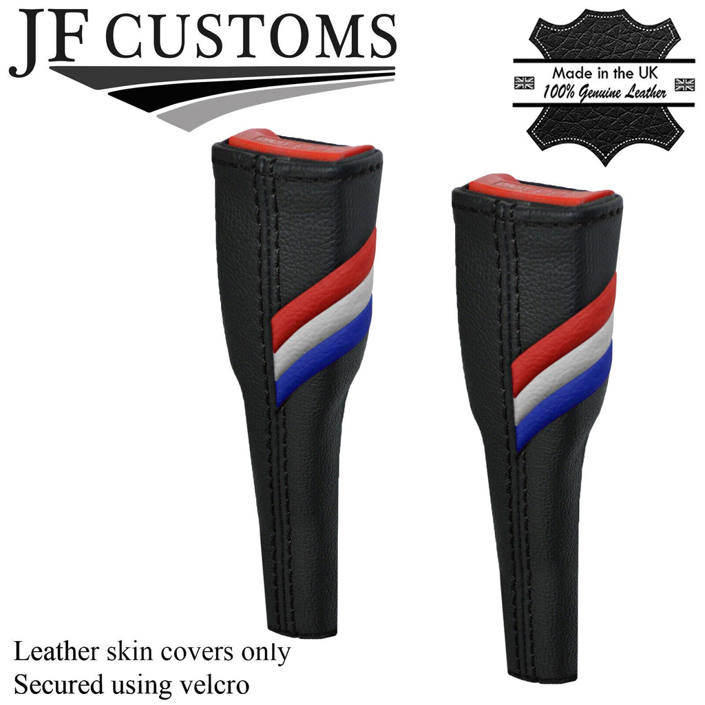 BLACK STITCH TRI STRIPES 2X SEAT BELT LONG COVERS FITS FORD MUSTANG 10-14