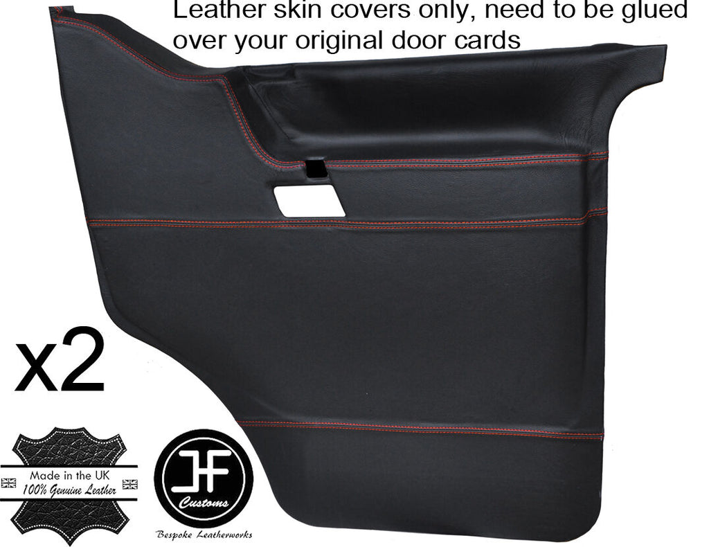 ORANGE STITCH 2X FRONT DOOR CARD LEATHER COVERS FITS VW T4 TRANSPORTER CARAVELLE