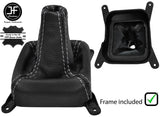 GREY STITCH LEATHER GEAR GAITER+PLASTIC FRAME FOR MITSUBISHI LANCER EVO 1 2 3