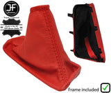 RED REAL LEATHER HANDBRAKE GAITER + PLASTIC FRAME FOR VOLVO V70 MK2 2005-2009