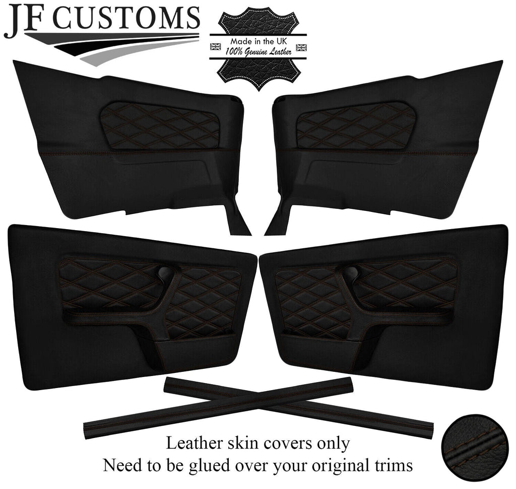 BROWN STITCH LEATHER COVERS FOR BMW 3 SERIES E30 CONVERTIBLE DOOR RECOVERY KIT