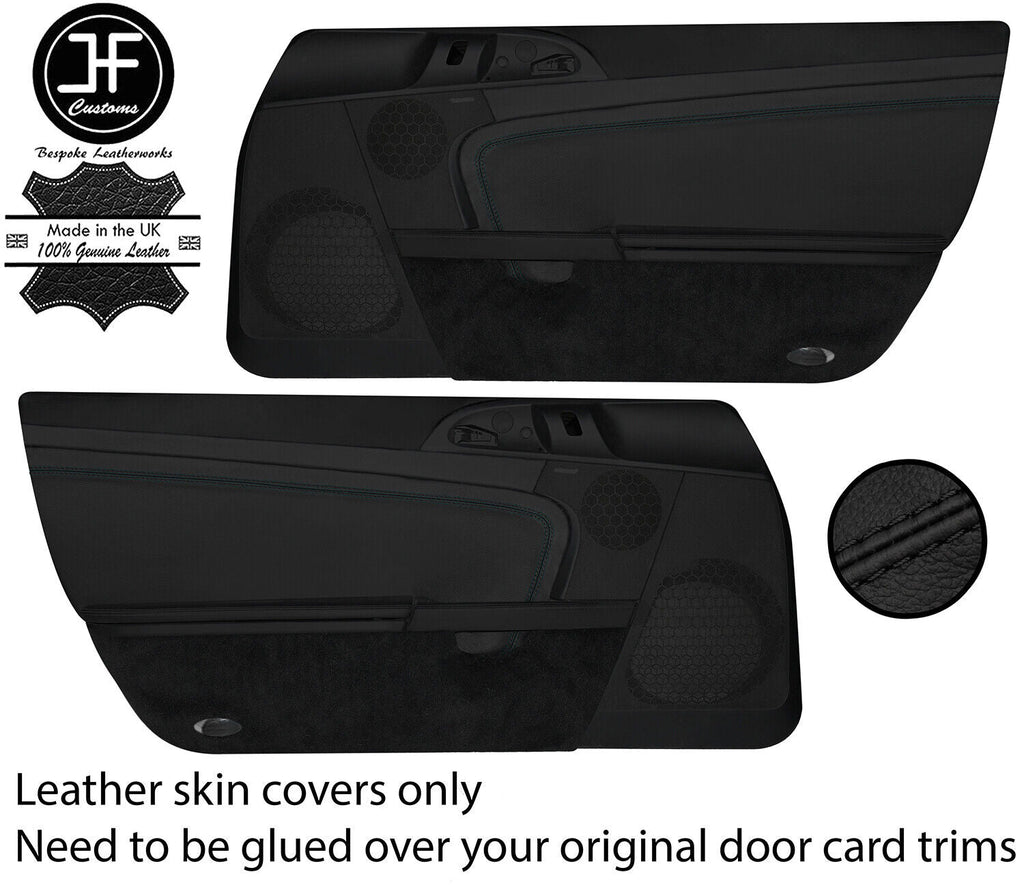 BLACK STITCH 2X DOOR CARD TRIM LEATHER COVER FOR PORSCHE BOXSTER 987 05-12