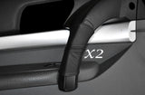 BLACK STITCH 2X DOOR HANDLE LEATHER SKIN COVERS FITS SSANGYONG RODIUS 05-14