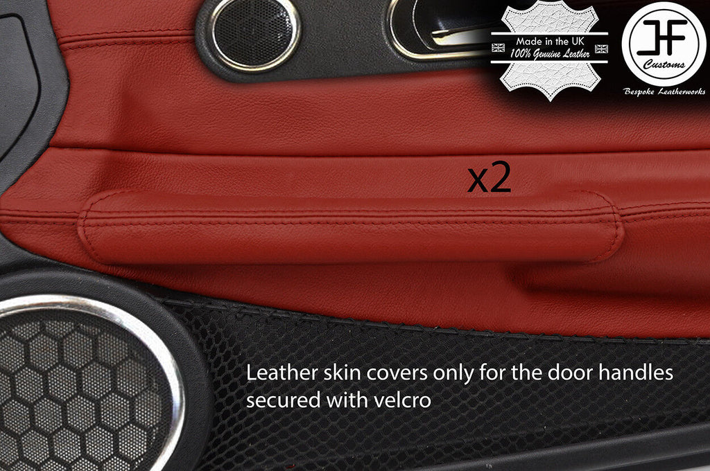 DARK RED REAL LEATHER 2X DOOR HANDLE COVERS FOR CHRYSLER CROSSFIRE 03-08 STYLE 2