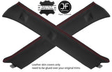 RED STITCH 2X A PILLAR REAL LEATHER COVERS FITS MITSUBISHI SHOGUN PININ 99-06