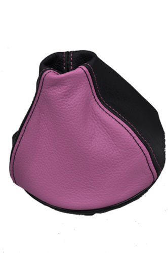FITS FIAT 500  GEAR GAITER GENUINE LEATHER 07+ BLACK PINK CUSTOM NEW MADE IN UK
