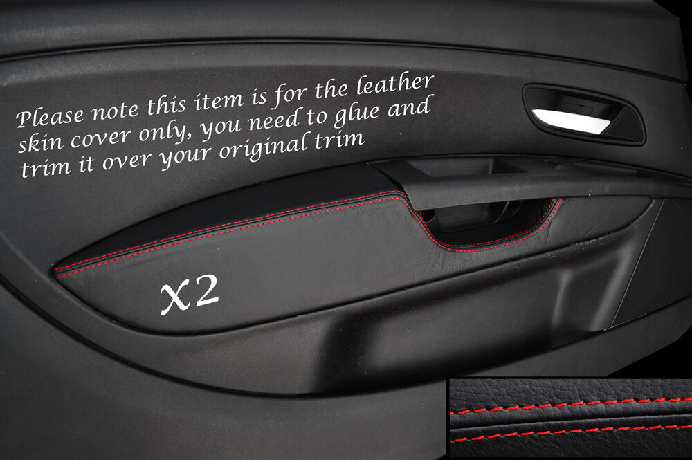 RED STITCH 2X FRONT DOOR CARD TRIM ARMREST COVER FITS FIAT GRANDE PUNTO 05-11
