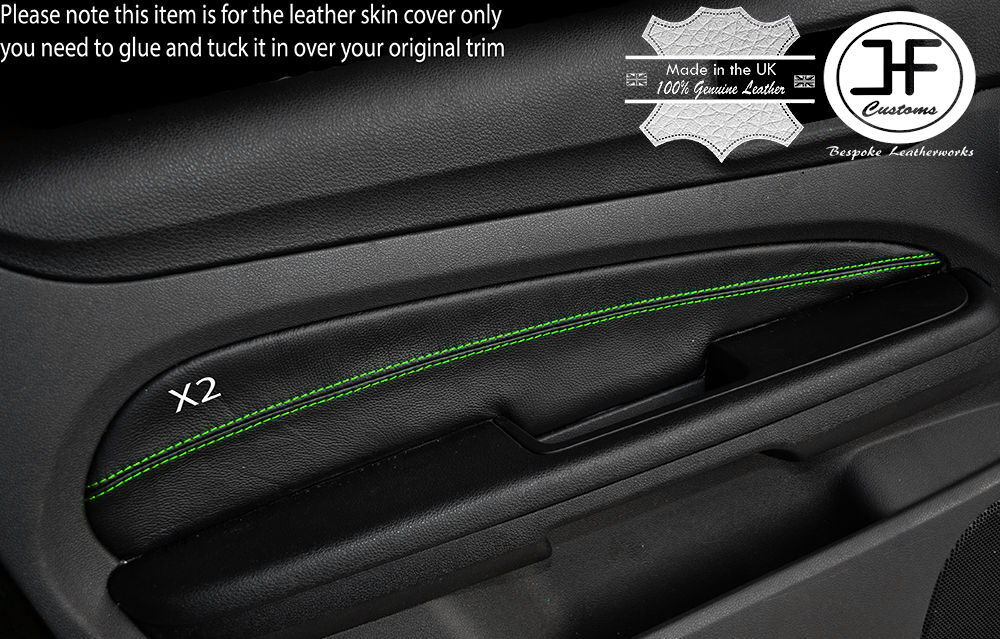 GREEN STITCH 2X FRONT DOOR CARD TRIM COVERS FITS FORD FOCUS MK3 08-11 5 DOOR