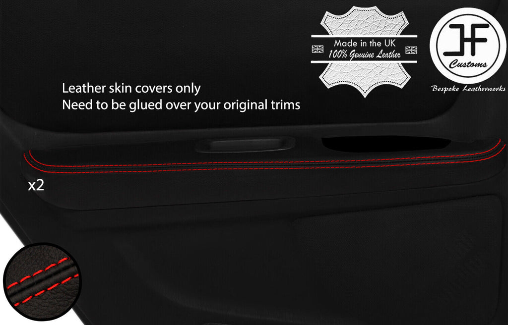 RED STITCH 2X REAR DOOR ARMREST TRIM LEATHER COVERS FOR TOYOTA JZX 100 CHASER