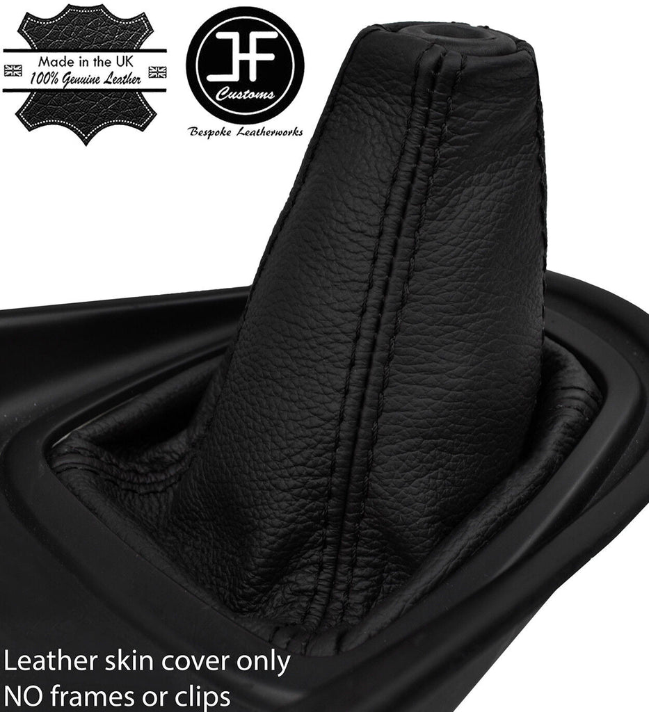 BLACK & BLACK TOP GRAIN LEATHER MANUAL GEAR GAITER FITS HYUNDAI MATRIX 2001-2009