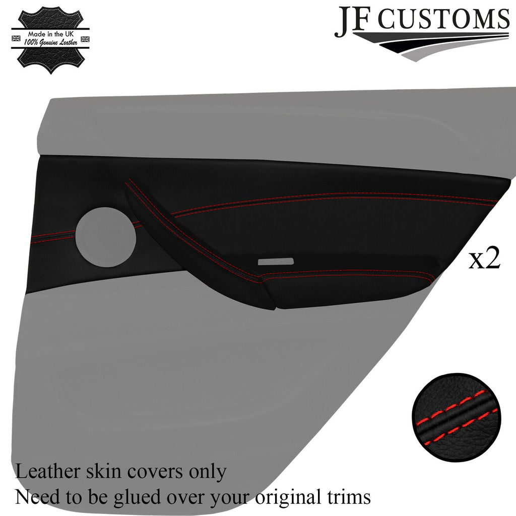 RED STITCH 2X REAR DOOR CARD TRIM KIT LEATHER COVERS FOR BMW X6 E71 E72 07-14