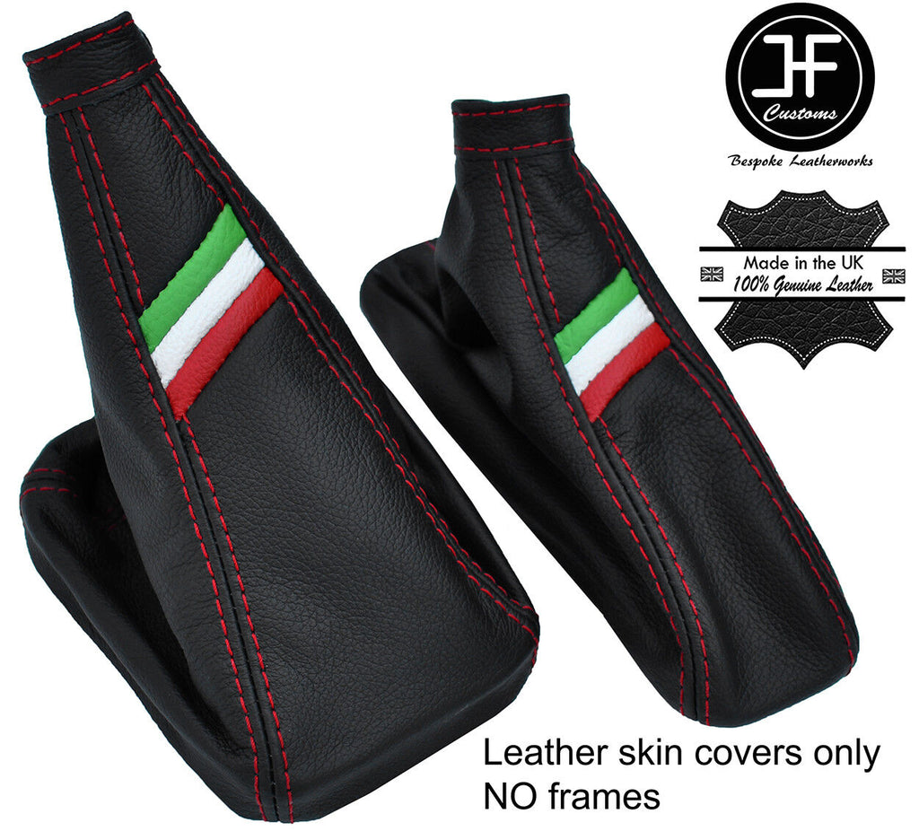RED STITCH ITALIAN FLAG LEATHER GAITER SET FOR ALFA ROMEO GTV SPIDER 98-05