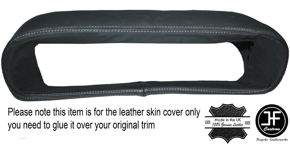 WHITE STICH BINNACLE HOOD CLUSTER GREY LEATHER COVER FITS DELOREAN DMC-12 91-83