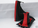 FITS VAUXHALL OPEL ASTRA G Mk4 COUPE/4 DOORS LEATHER RED BLACK GAITERS SET