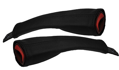 BLACK STITCH 2X FRONT SEAT BELT STALK LEATHER COVERS FITS DODGE CALIBER 06-11