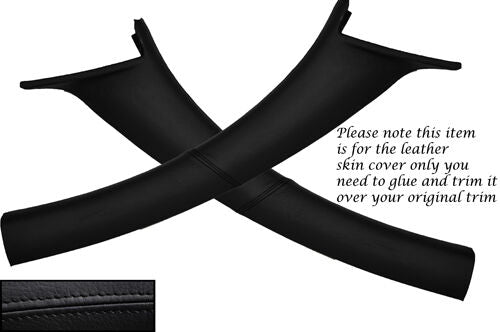 BLACK STITCH FITS CITROEN C3 2002-2010 2X WINDSCREEN PILLAR LEATHER COVERS ONLY