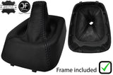 BLACK STITCH LEATHER GEAR GAITER+PLASTIC FRAME FOR MITSUBISHI CARISMA 1995-2005