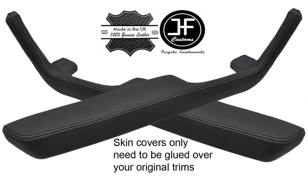 BLACK STITCH 2X FRONT DOOR HANDLE ARMREST TRIM LEATHER COVERS FITS BMW E9 68-75