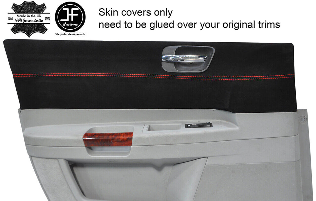 RED STITCH 2X FRONT DOOR CARD TRIM SUEDE COVERS FOR CHRYSLER 300C 2005-2011
